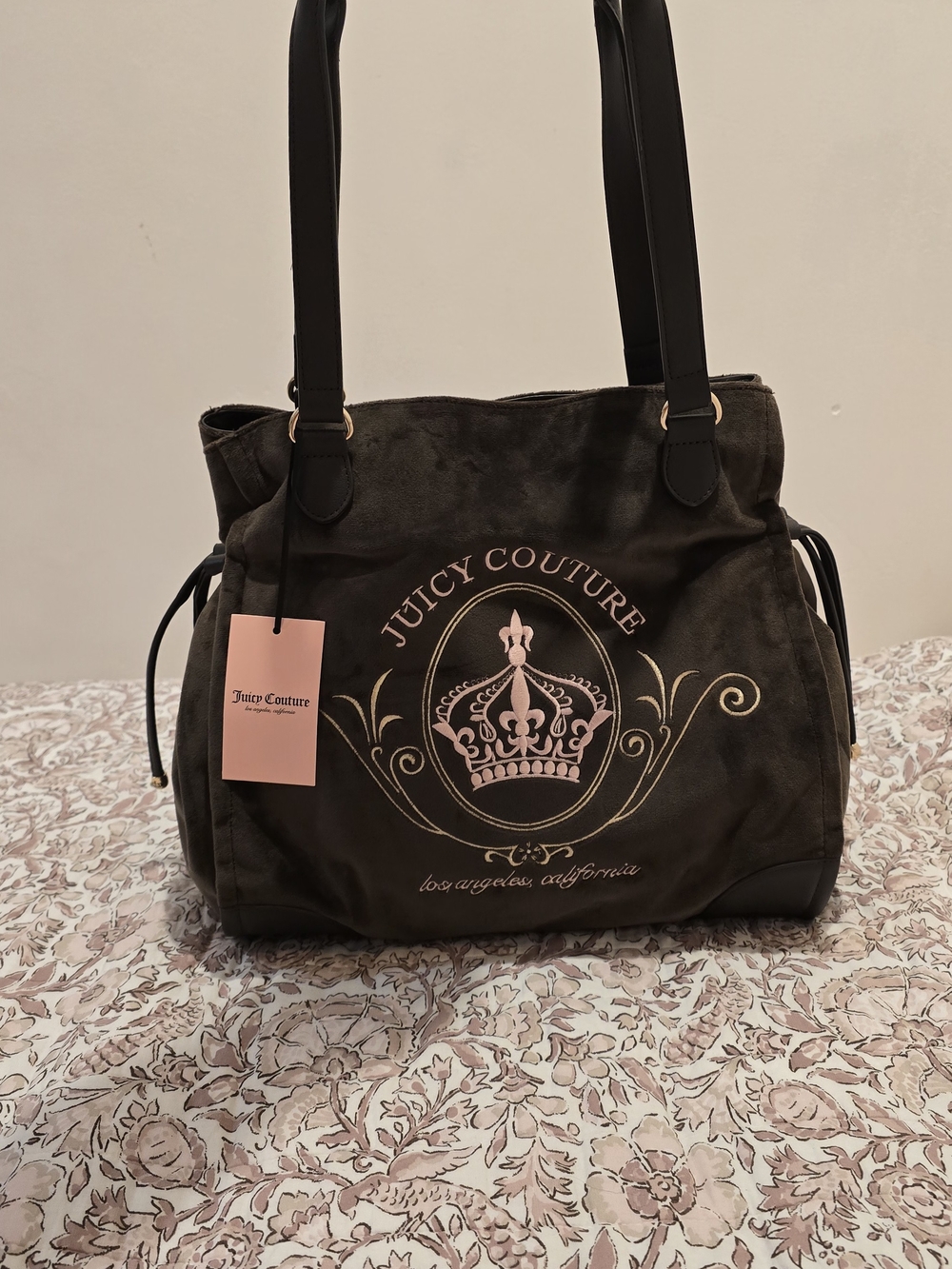 Juicy Couture Brown Tote Bag with Pink Crest